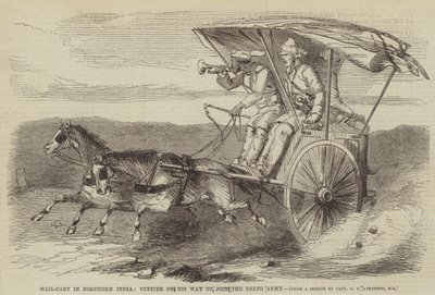 Postkar in Noord-India, officier op weg naar het leger van Delhi door George Francklin Atkinson