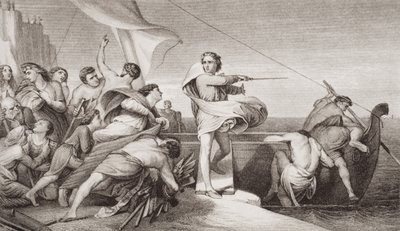 Koning Alfred spoort de Angelsaksen aan om de invasie van de Denen in 876 na Christus af te weren, uit 