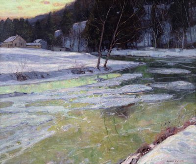 Stilte en avondlicht (olieverf op doek) door George Gardner Symons