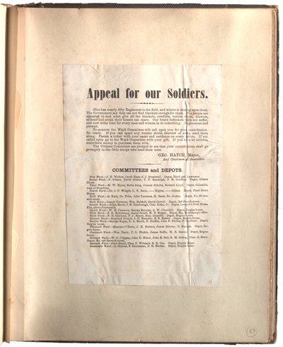 Oproep voor onze soldaten, Ohio [in plakboek], ca. 1861-1865 door George Hatch