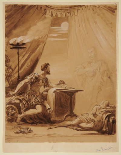 Scène uit Shakespeares "Julius Caesar": de geest van Caesar verschijnt aan Brutus door George Hayter