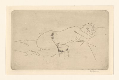 Liggend vrouwelijk naakt door George Hendrik Breitner (signed by artist)