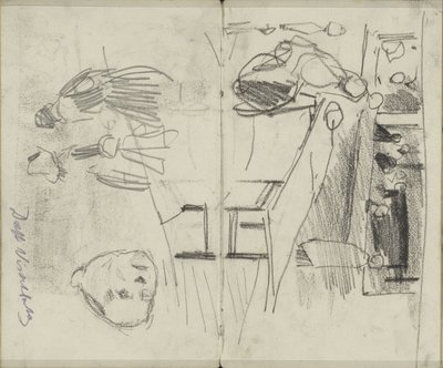 Figuren in de Visbank te Delft en figuurstudies door George Hendrik Breitner