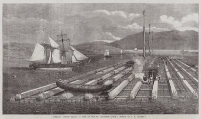Canadese Houthandel, een Vlot op de St. Lawrence door George Henry Andrews