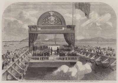 De Prins van Wales legt de laatste steen van de Victoria Bridge over de St. Lawrence door George Henry Andrews