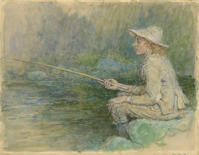 Jongen aan het vissen door George Henry Boughton