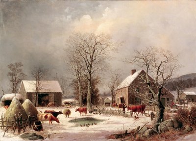 Boerderij in de winter door George Henry Durrie