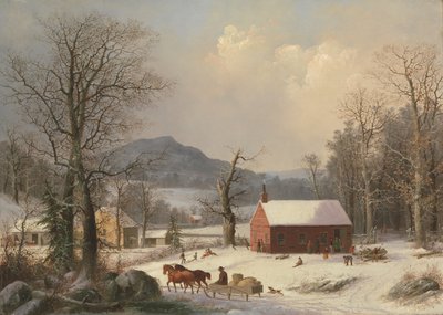 Rood schoolhuis plattelandstafereel door George Henry Durrie