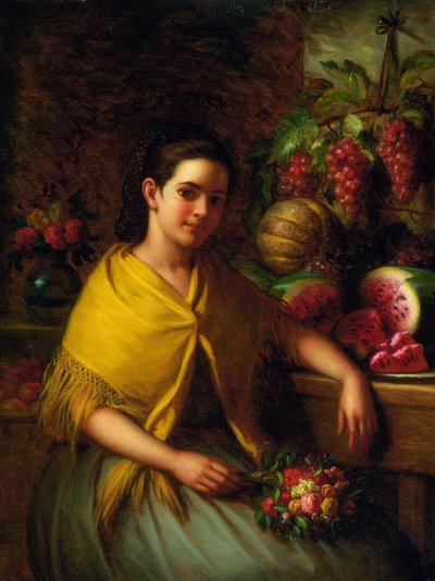 Meisje met Stilleven van Watermeloen en Druiven door George Henry Hall