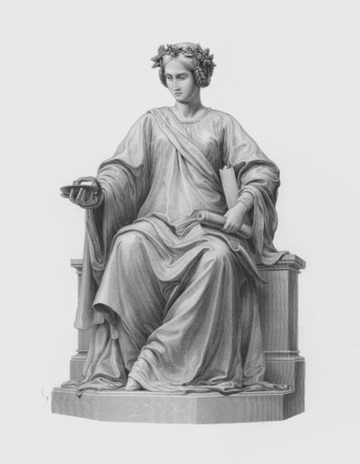 Geneeskunde, gegraveerd door G Stodart naar het standbeeld van Ernst Hahnel (gravure) door George J. Stodart