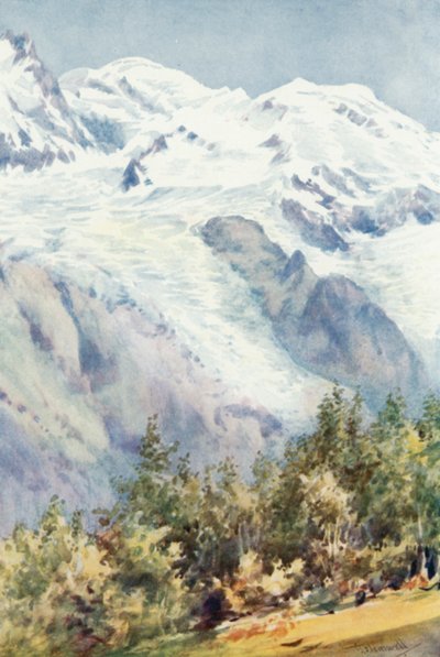 Mont Blanc vanaf de Ruskin Stone door George Jackson Flemwell