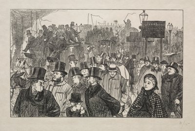 De levende stroom bij London Bridge - Op de brug, 1863 door George Louis Palmella Busson Du Maurier