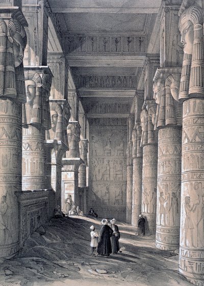 Interieur van de Grote Tempel, Denderah, Egypte door George Moore
