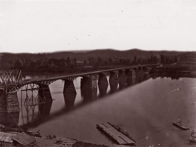 Brug over de Tennessee rivier bij Chattanooga door George N. Barnard