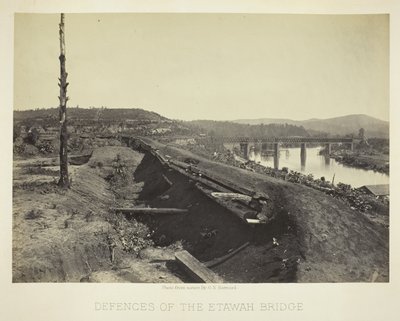 Verdedigingen van de Etawah-brug door George N. Barnard