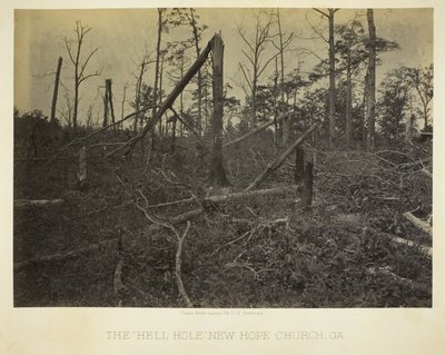 Het "hellegat", New Hope Church, GA door George N. Barnard