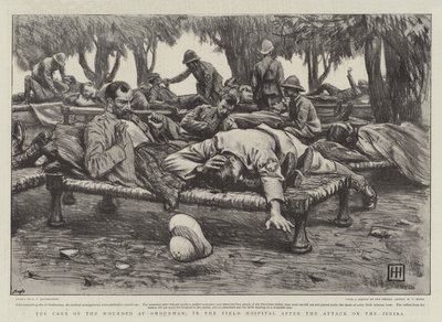 De zorg voor de gewonden in Omdurman, in het veldhospitaal na de aanval op de Zeriba door George Percy Jacomb Hood