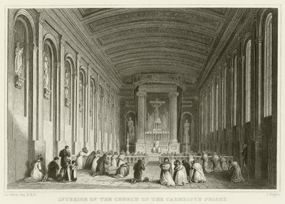 Het interieur van de Kerk van het Karmelietenklooster door George Petrie