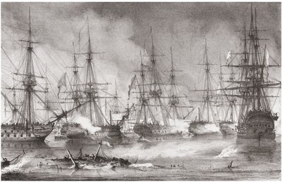 De Zeeslag bij Navarino op 20 oktober 1827, 1828 door George Philip Reinagle