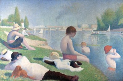Badhuisgangers in Asnières door George Pierre Seurat