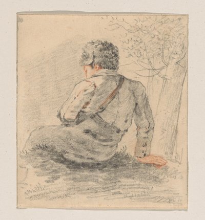 Zittende jongen, van achteren gezien door George Pieter Westenberg