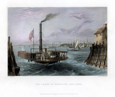 De veerboot in Brooklyn, New York, VS, 1838 door George Richardson