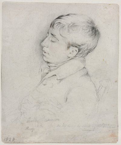 Een portret van Welby Sherman slapend in een stoel, 1828 door George Richmond