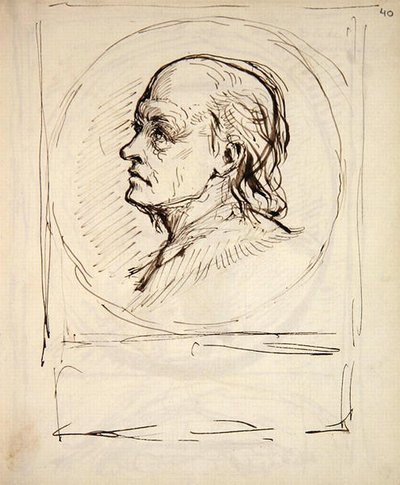 Portret van William Blake, uit een notitieboekje gebruikt door de kunstenaar voor schetsen en notities door George Richmond