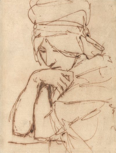 Een peinzende dame door George Romney