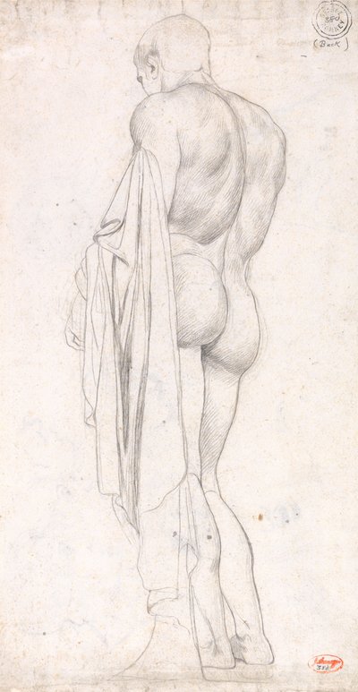 Achteraanzicht van een staande klassieke mannelijke figuur door George Romney