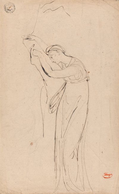 Gevangene of neerslachtige vrouw: Mogelijk Andromache door George Romney