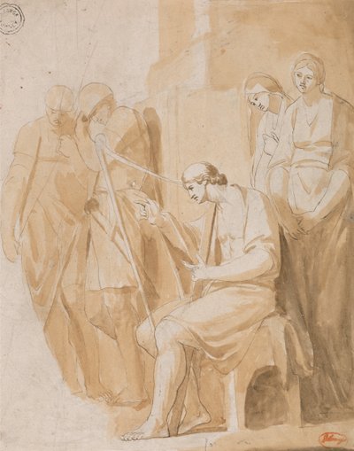 David speelt harp door George Romney