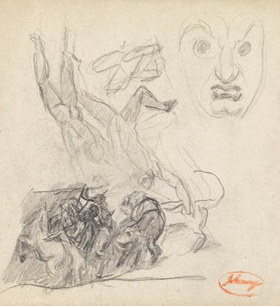 Figuurcompositiestudie 21 met een gezicht door George Romney