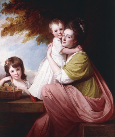 Groepsportret van Dorothy Stables en haar Dochters, Harriet en Maria, driekwart lengte, 1777-78 door George Romney