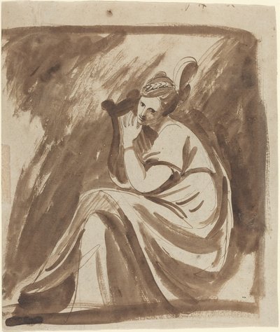 Lady Hamilton speelt op een lier door George Romney