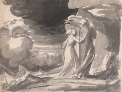 Miranda, Prospero en Caliban: De Storm door George Romney
