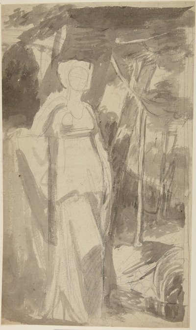 Portretstudie van juffrouw Francis Woodley door George Romney