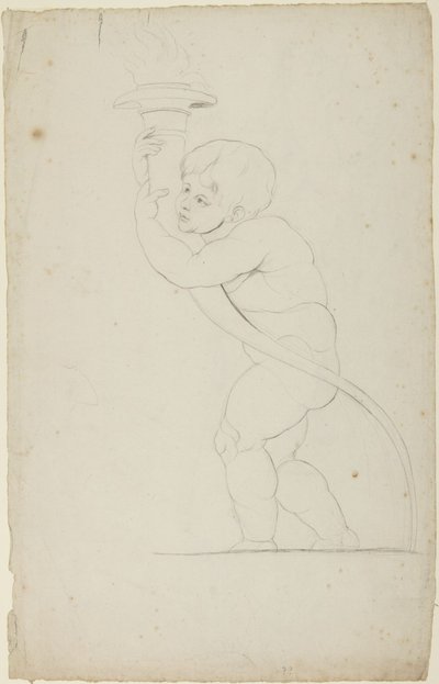 Putto met een fakkel in de hand door George Romney