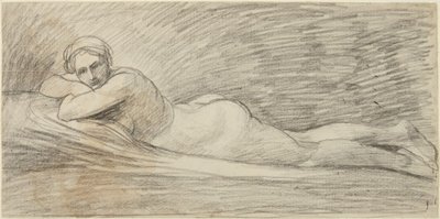 Liggend vrouwelijk naakt door George Romney