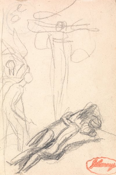 Satan verrast door het oor van Eva door George Romney