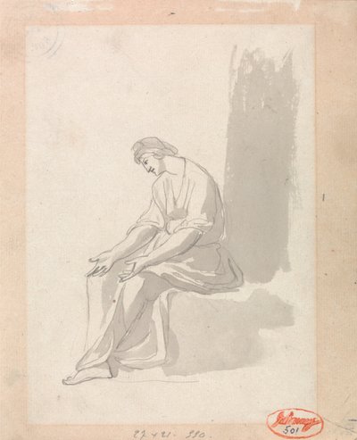 Zittende vrouw door George Romney