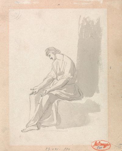 Zittende vrouw door George Romney