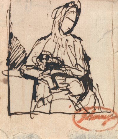 Zittende vrouw: Mogelijk Mrs. Harris door George Romney