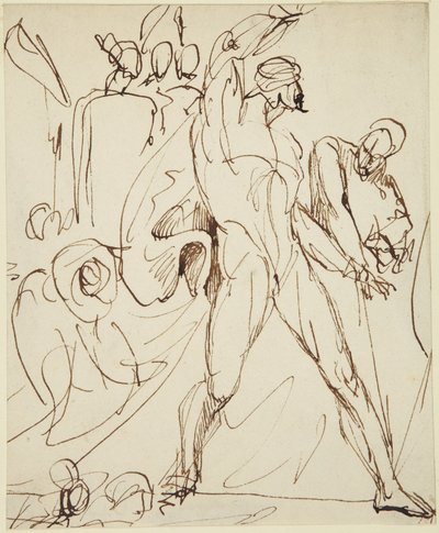 Schets van het personage Macbeth in de banketscène uit Macbeth door George Romney