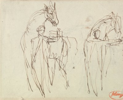 Schetsen voor een man met een paard door George Romney