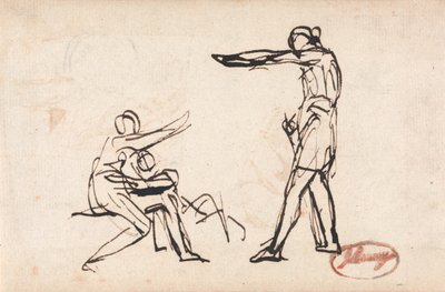 Staande figuur bedreigt moeder en kind door George Romney