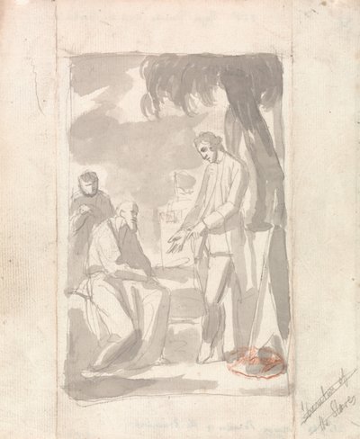 Studie voor het portret van majoor Thomas Pearson en de brahmaan door George Romney