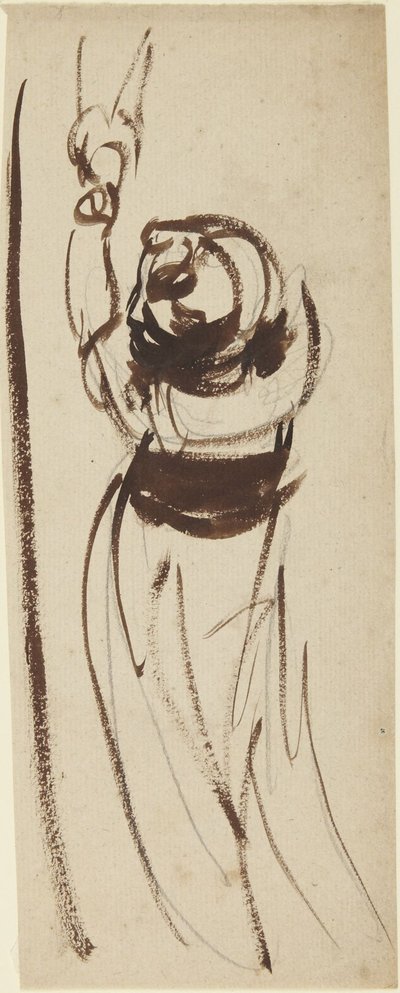Studie van een kind dat zijn hand omhoog steekt door George Romney