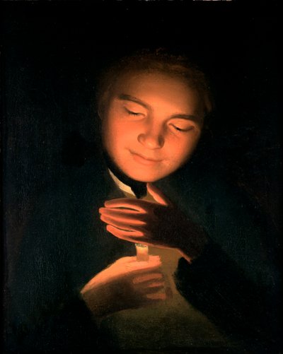De broer van de kunstenaar James, met een kaars, 1761 door George Romney