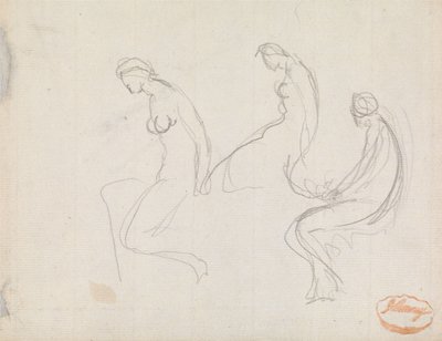 Drie studies van een zittende vrouw door George Romney